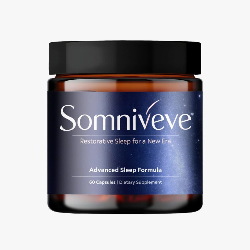 Somniveve Advanced Sleep Formula bottle, 60 melatonin-free sleep capsules